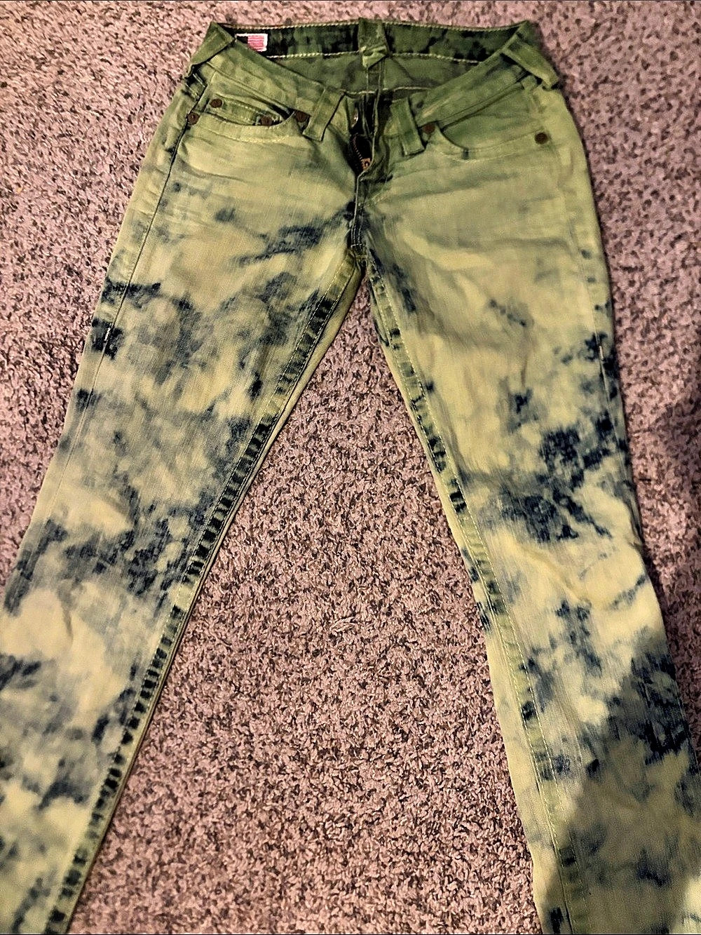 True Religion Stella Skinny Jean Tie-Dye Green Waist 27